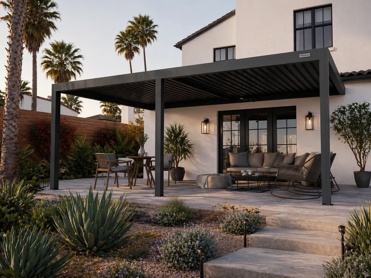 Louvered pergola installation in Los Angeles